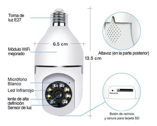 Foco Camara Seguridad HD WiFi 360º