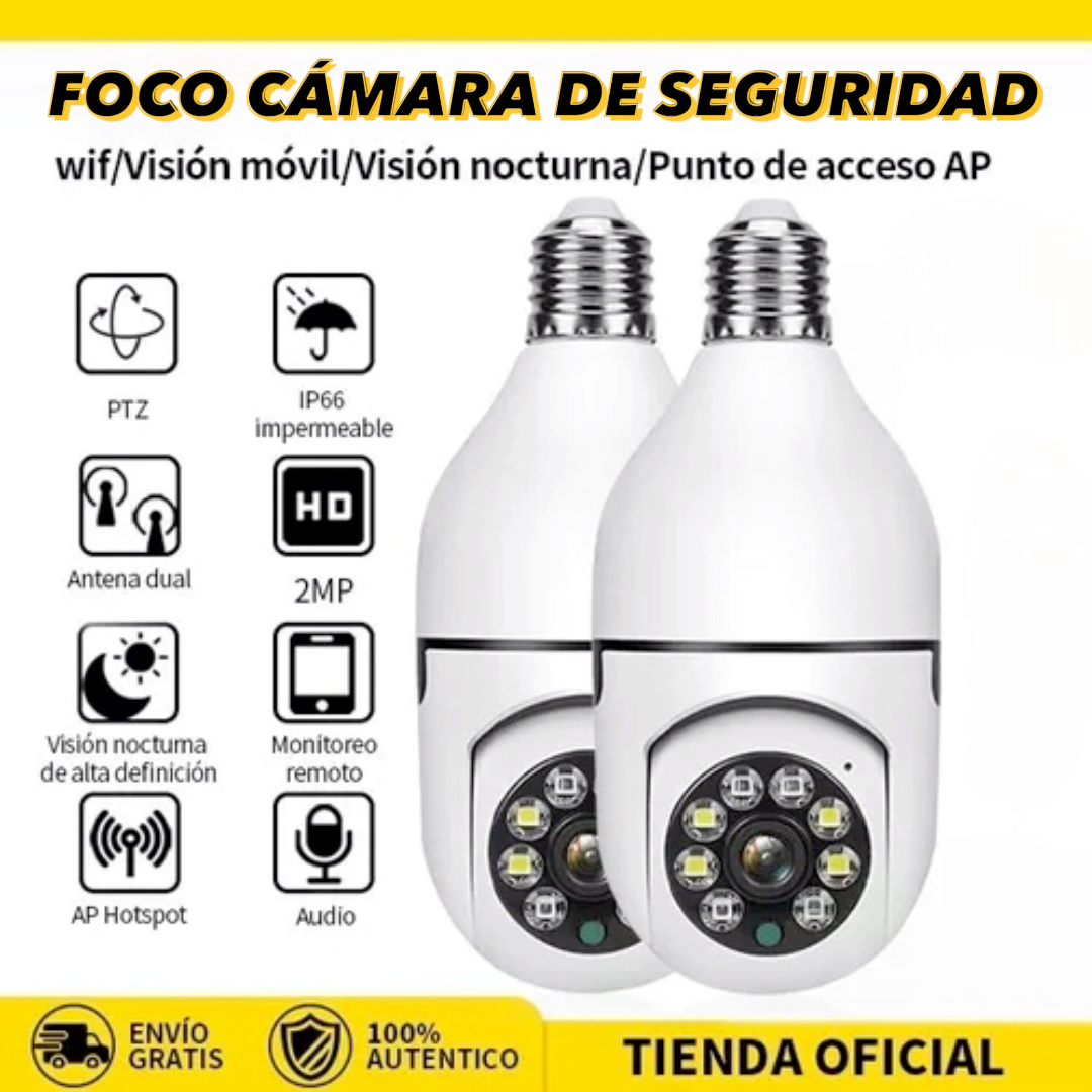 Foco Camara Seguridad HD WiFi 360º